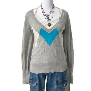 Aeropostale argyle sweater gray v-neck
